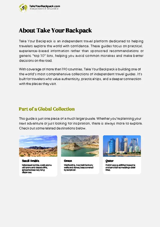 example page 1 from our offline Travel Guide for United Arab Emirates